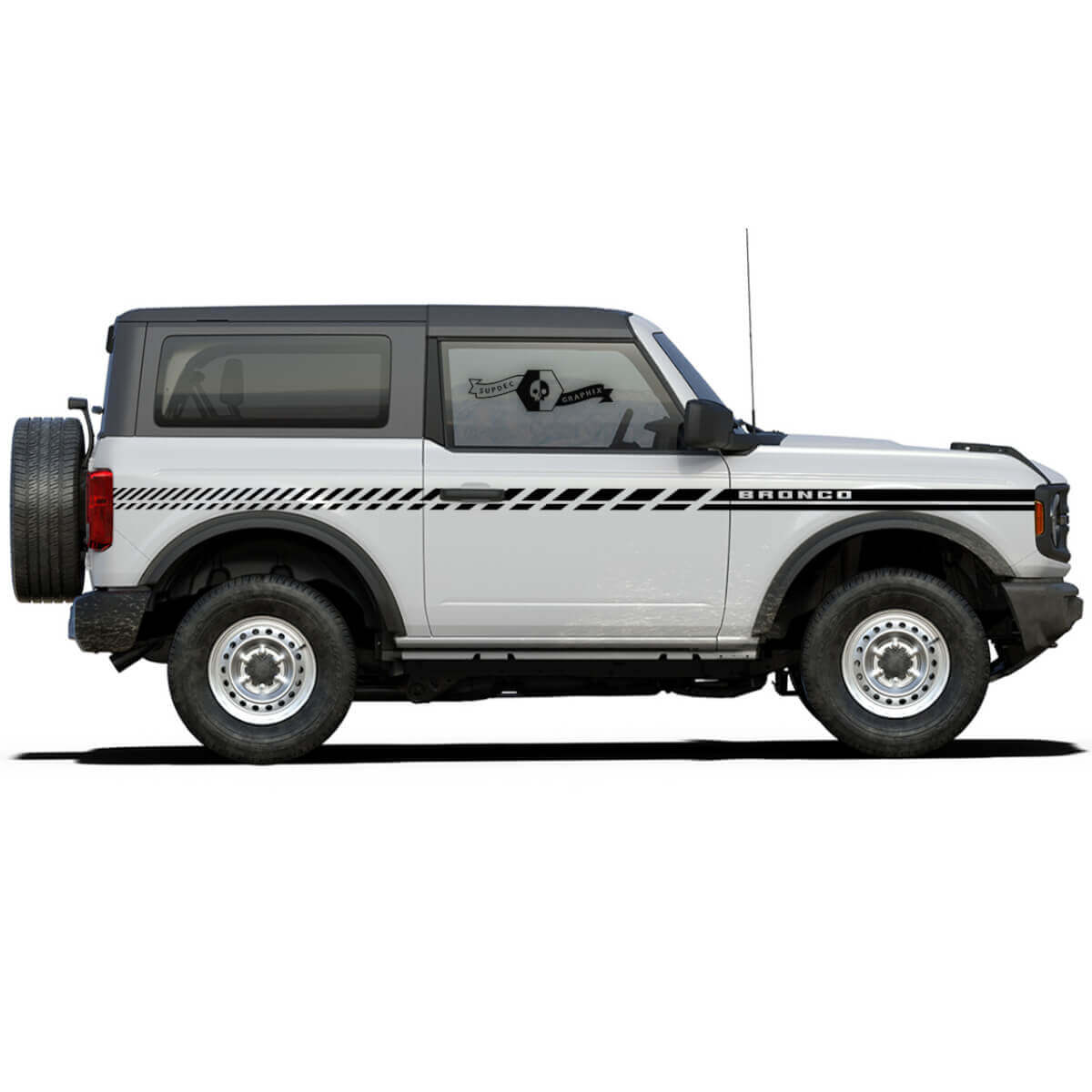 Modern Side Door Stripe Vinyl Decal Stickers Pair for Ford Bronco 2-Door