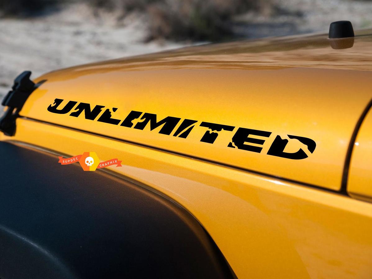 2 Jeep Unlimited Rubicon Wrangler Hood Sticker Decal