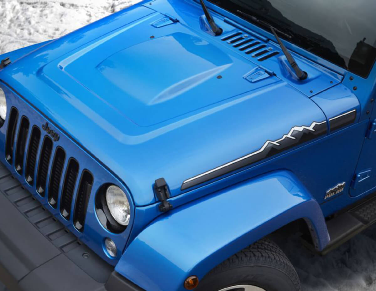 Polar Edition Mountain Hood Side Vinyl Decal Set for Jeep Wrangler