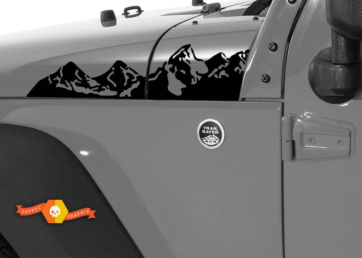 Mountain Hood Left Right Sticker Decal for Jeep Wrangler Mountain