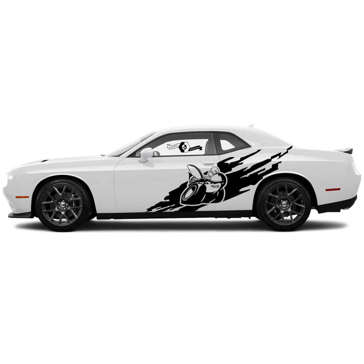 2 Side Destroyed Splash Wrap Side Vinyl Decals Graphics Sticker for Dodge Challenger