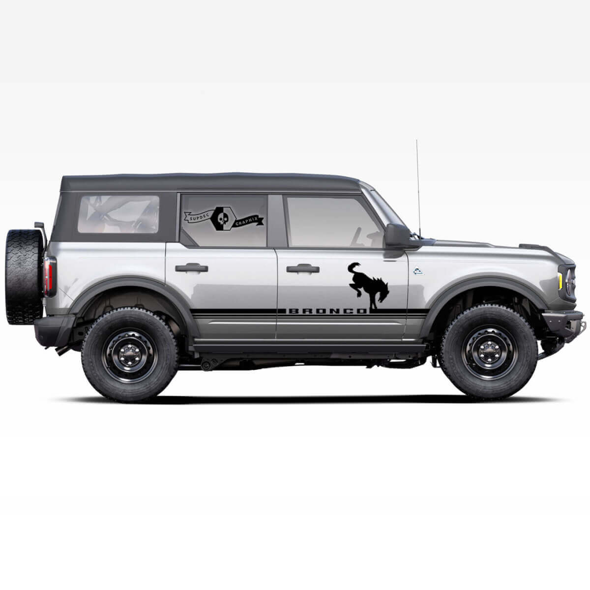 Horse Stallion Logo Side Stripe Decals Stickers Pair for Ford Bronco 2021