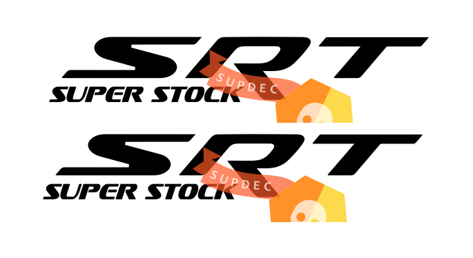 2x SRT Super Stock in Grunge Beunruhigten Stil Side Spritzen Vinyl Aufkleber Für Dodge Charger Challenger