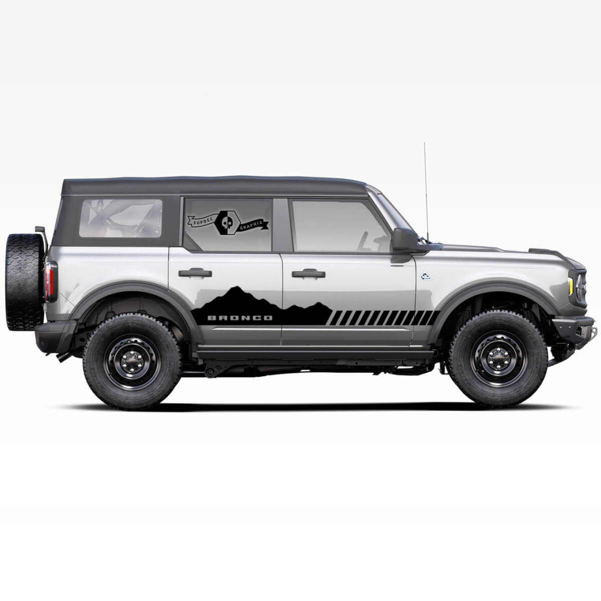 Pair of Bronco Mountains Badlands 4-door Side Stripe Decals Stickers for Ford Bronco 2021