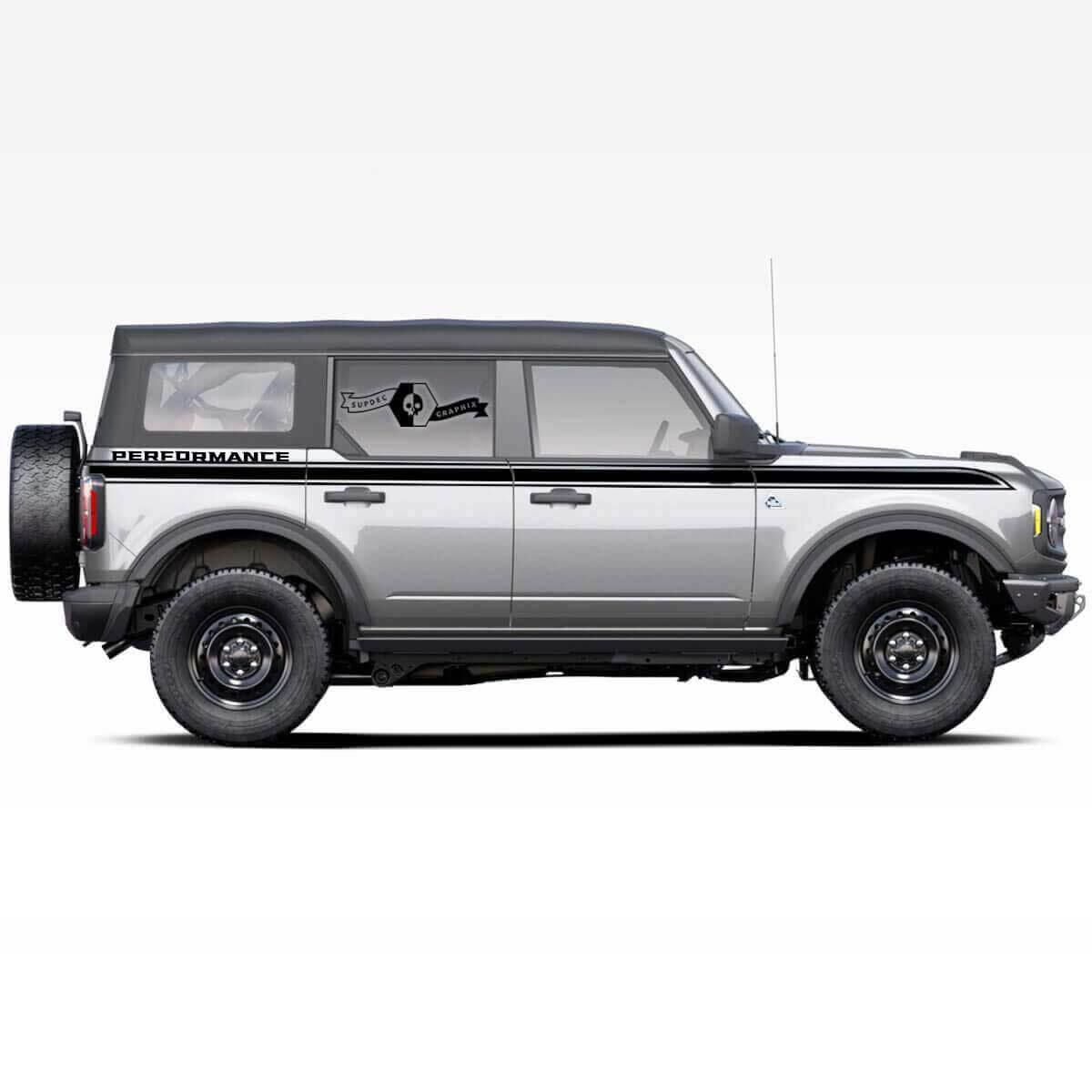 Doors Up Accent Line Trim Performance Side Stripe Decals for Ford Bronco 4-Door