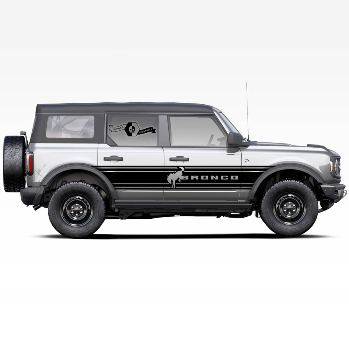 Paar Bronco Hengst Hengst Logo Badlands 4-türige Wickeltüren Seitenstreifen Aufkleber Aufkleber für Ford Bronco 2021