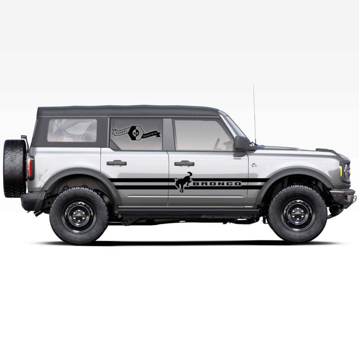 Horse Stallion Logo Double Side Door Stripes Decals Stickers Pair for Ford Bronco 2021