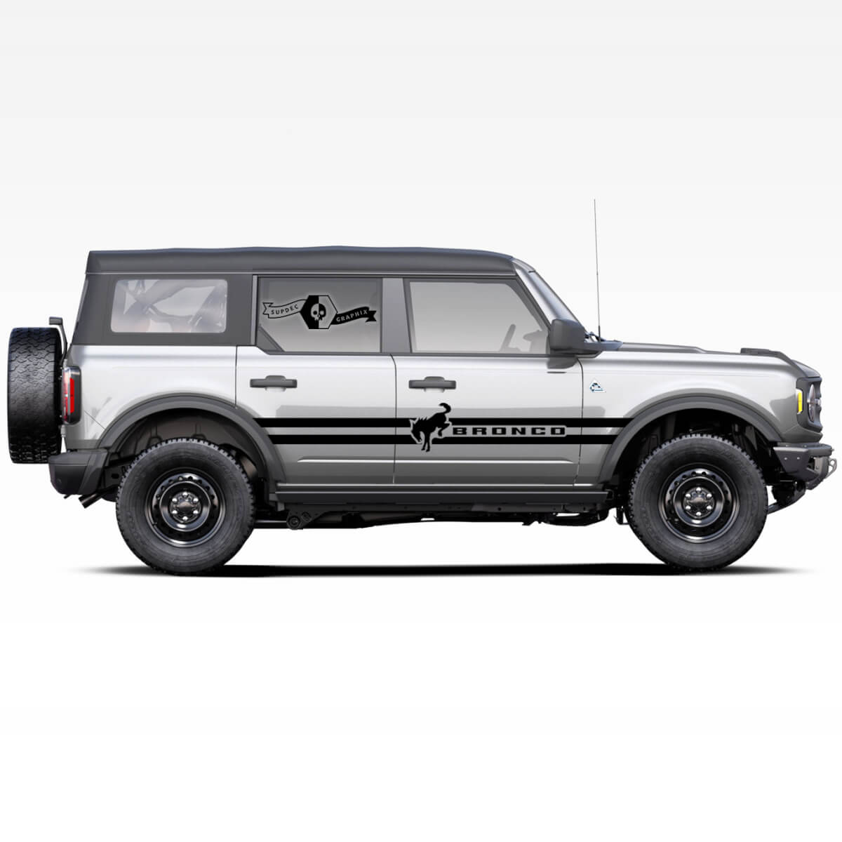 Paar Bronco Hengst Hengst Logo Doppelstreifen Seitentüren Streifen Abziehbilder Aufkleber für Ford Bronco 2021