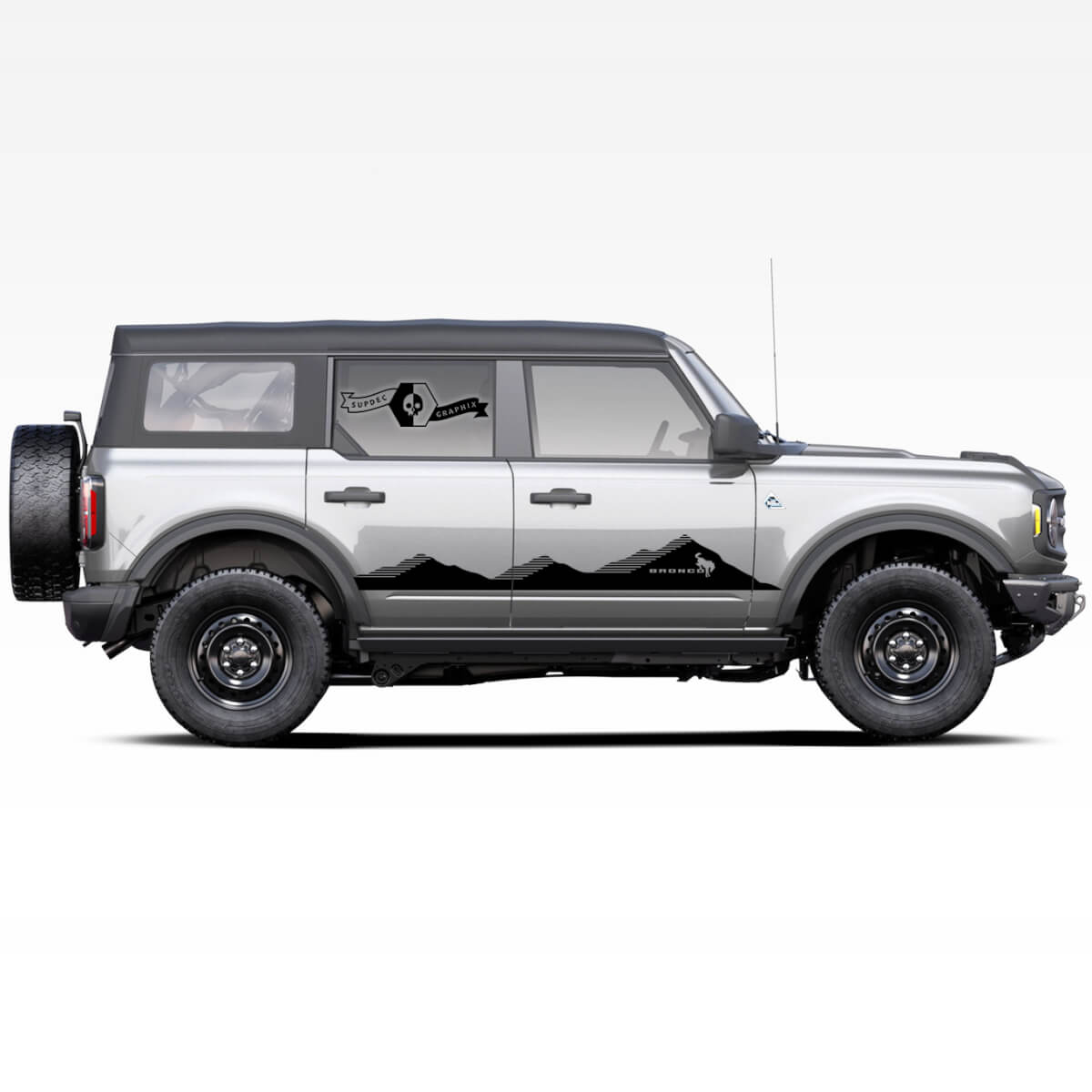 Paar Bronco Mountains Schatten Badlands 4-türige seitliche Streifen Strobe Abziehbilder Aufkleber für Ford Bronco 2021