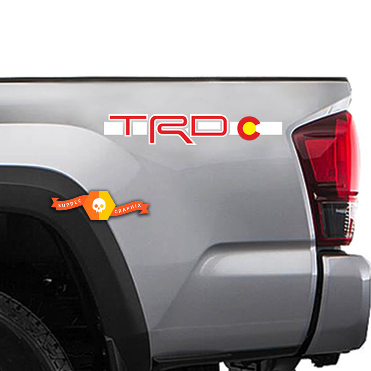 2 Toyota TRD Racing Tacoma Tundra Flag Colorado Decal Vinyl Pair Sticker Truck #2