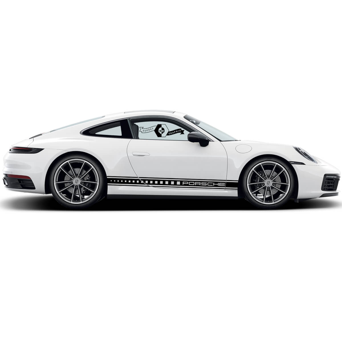 2 Porsche 911 Porsche Carrera Rocker Panel square Side Stripes Doors Kit Decal Sticker 