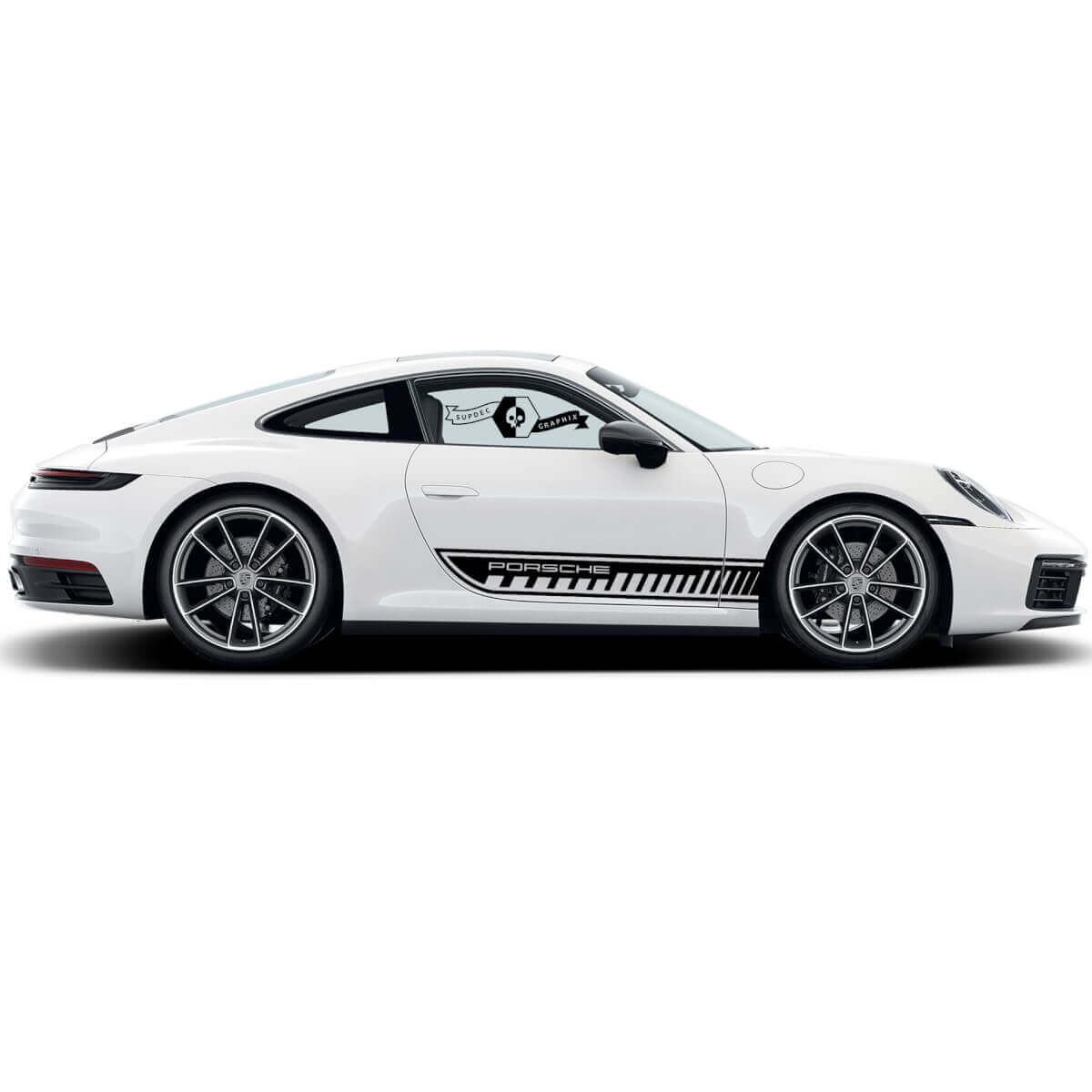 Porsche Lettering Outline Stripes Side Vinyl Decal Sticker for Porsche 911