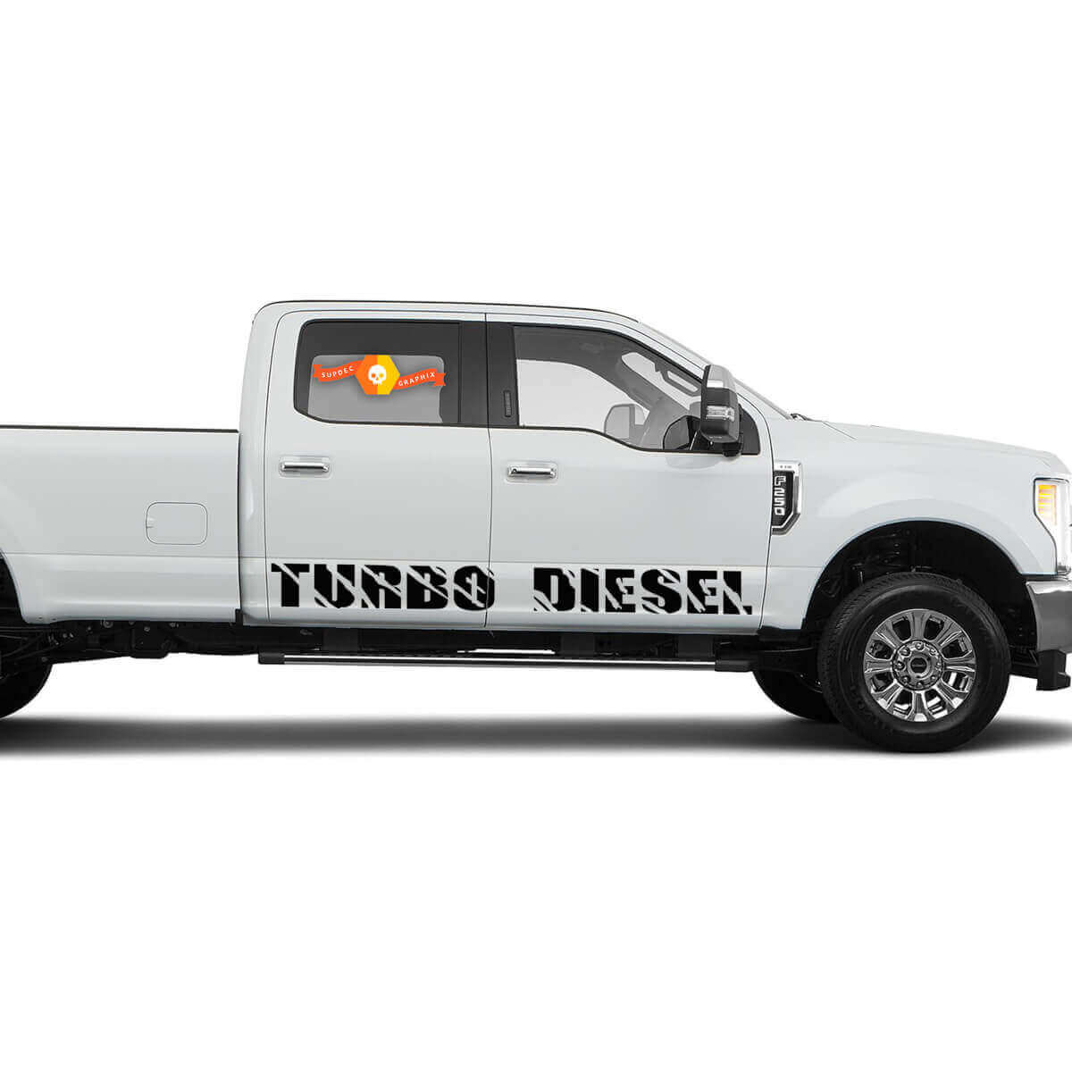 Turbo Diesel Rocker Panel Vinyl Stickers Decals Set Of 2 for Ford F-250 Super Duty