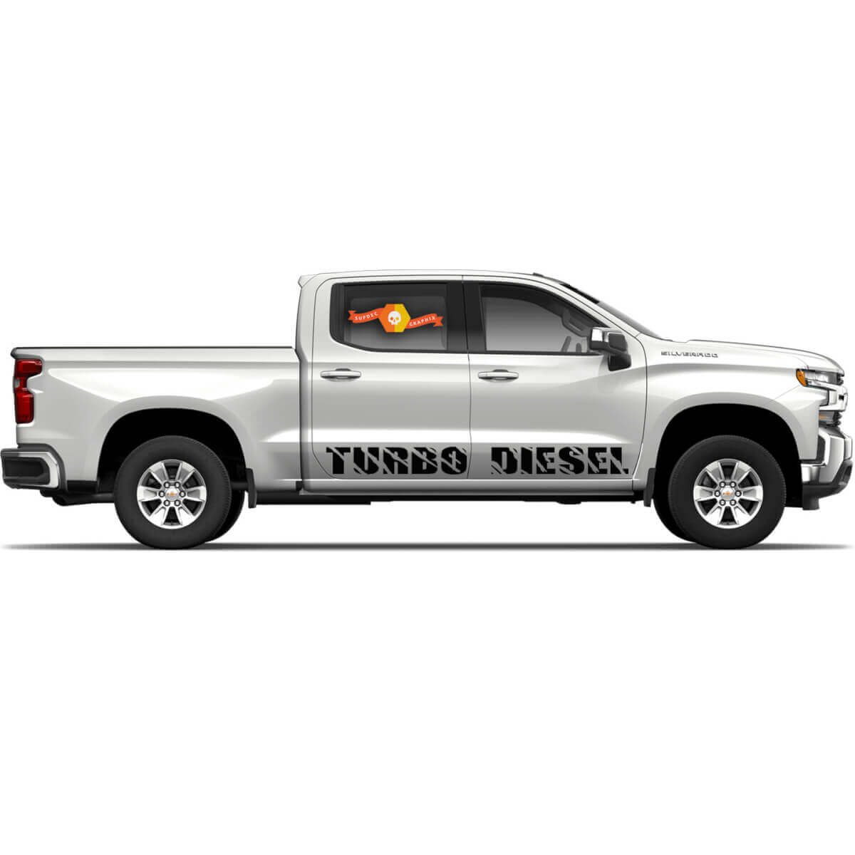 Turbo Diesel Rocker Panel Vinyl Decal Kit for Chevrolet Silverado