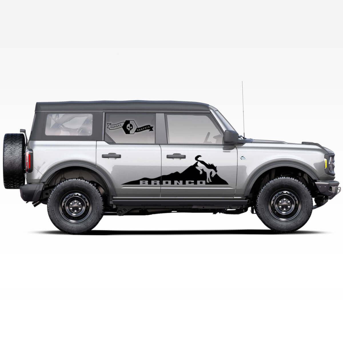 Horse Stallion Mountains Logo Side Door Decals Stickers Pair for Ford Bronco 2021
