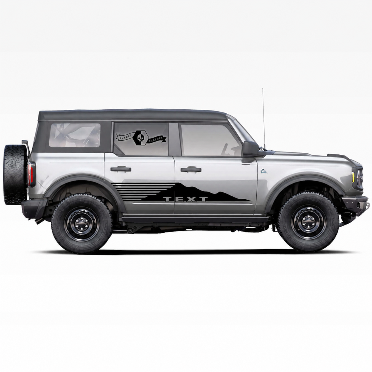 Custom Text Mountains Logo Side Door Decals Stickers Pair for Musclecar horse 2021