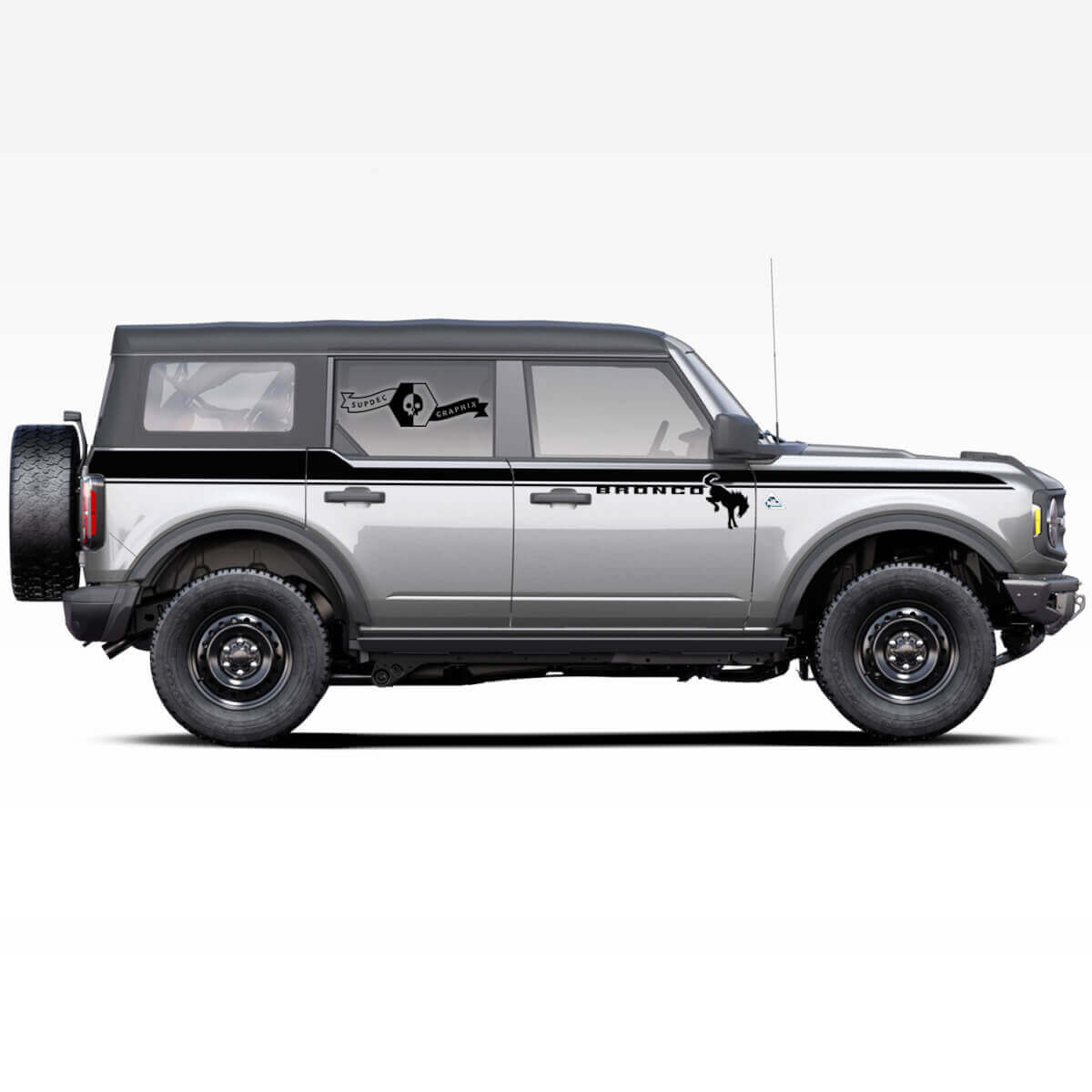 Doors Up Accent Line Trim Horse Stallion Logo Badlands 4-Door Side Stripe Decals Stickers Pair for Ford Bronco 2021