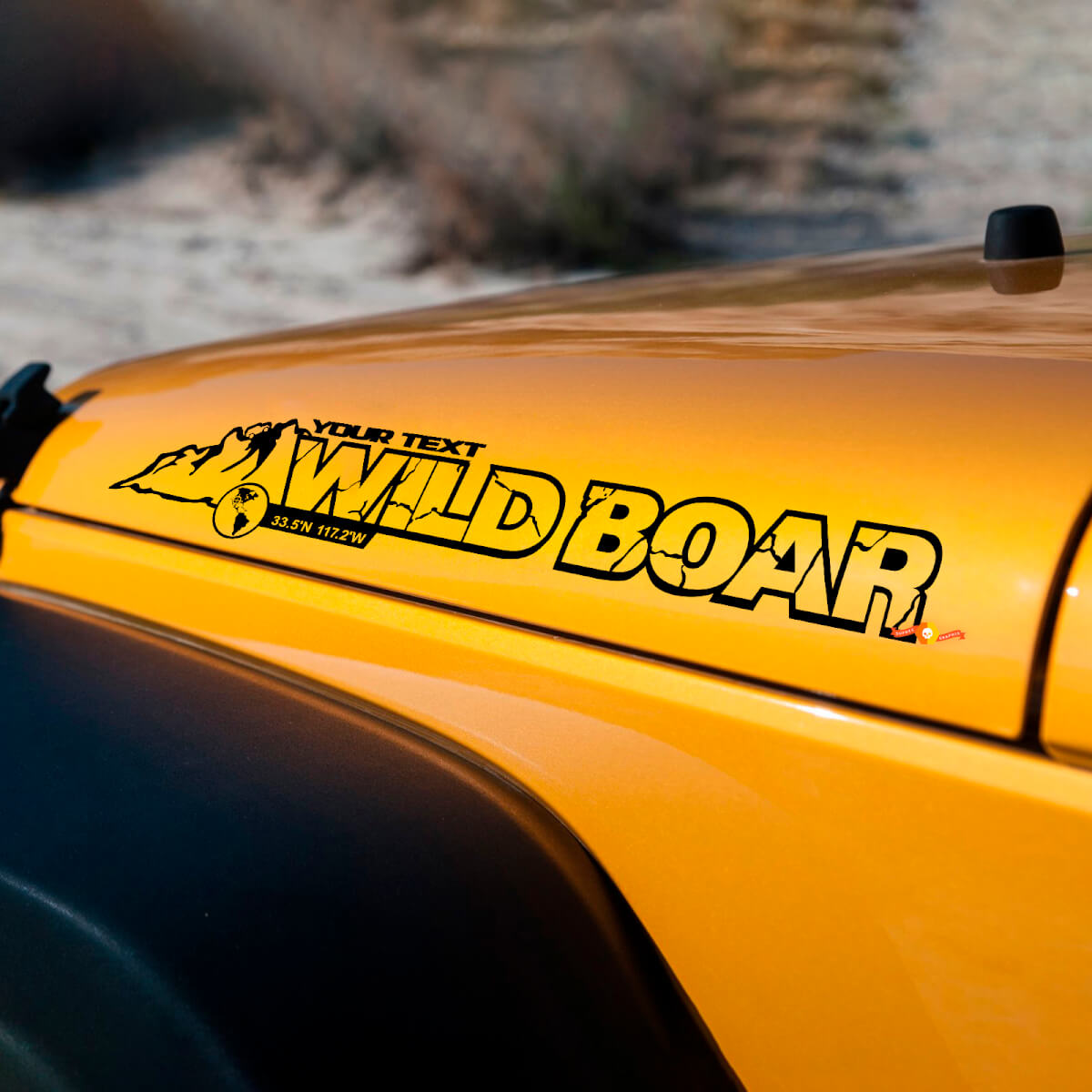 Wild Boar Mountain Style Hood Vinyl Decal for Jeep Rubicon JK