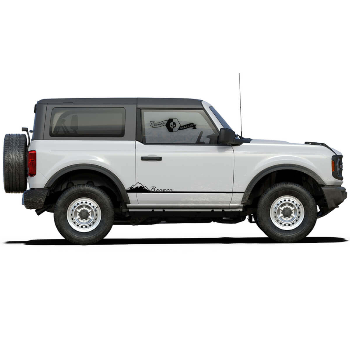 Snow-Capped Mountains Side Stripe 2-Door Decals Stickers Set Of 2 for Ford Bronco 2021