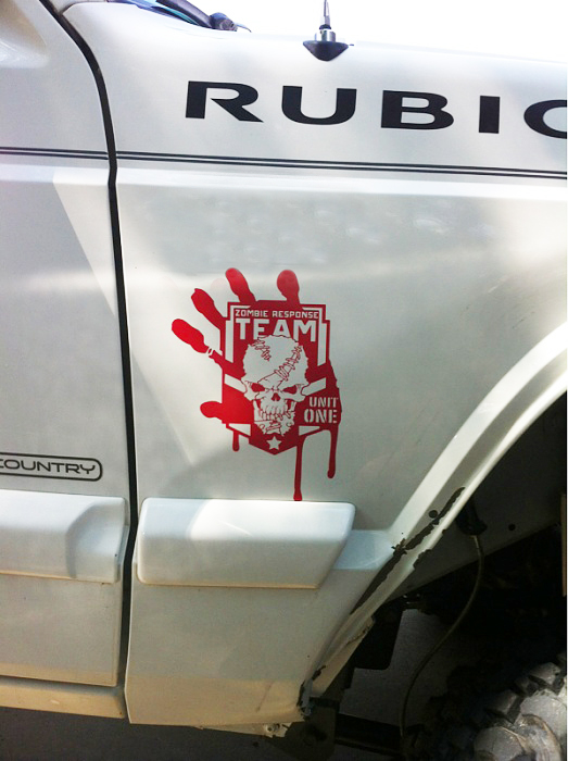 2x Zombie Outbreak Response Team Hood Door Decal Vehicle Truck Car Vinyl Blood
