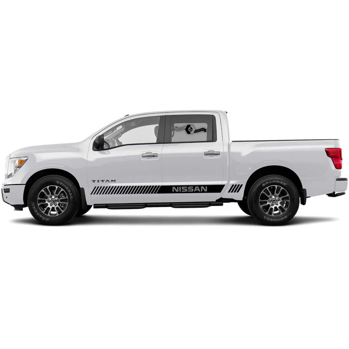 2 Nissan Titan Decal Sticker Rocker Panel Line Oblique Line Graphic Logo Side Stripe Doors