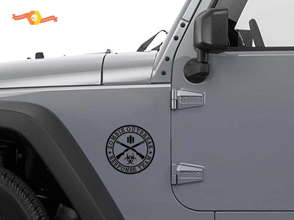 2 Zombie Outbreaking Response Vehicle Jeep Vinyl Sticker