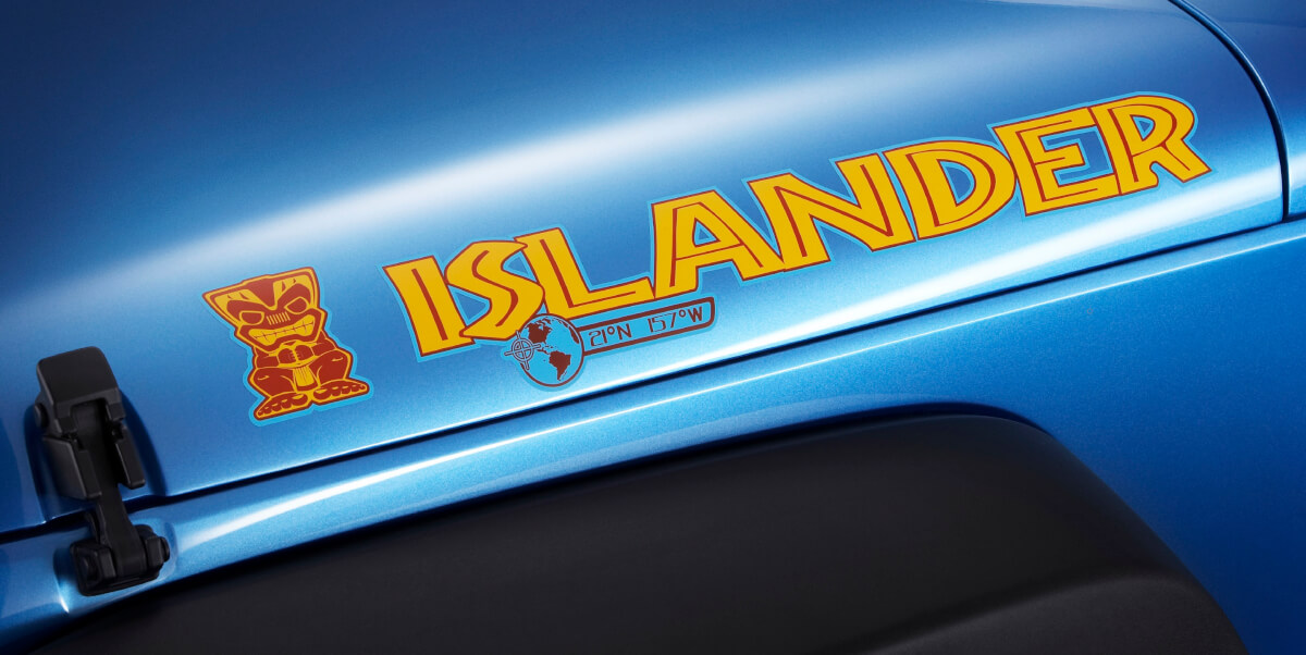 Islander Rubicon Hood Colors Sticker Decal for Jeep JK