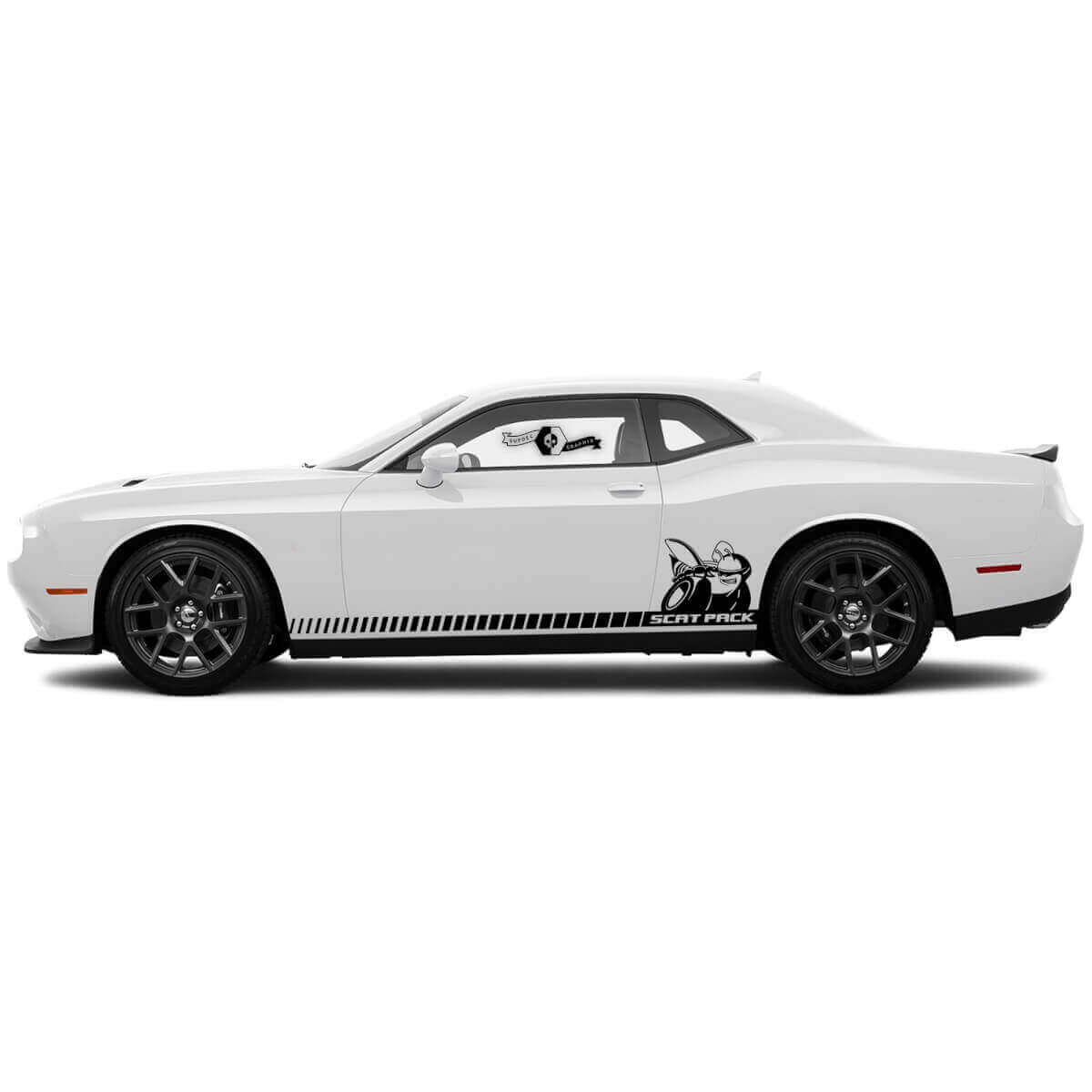 Pair Dotted Line Rocker Panel Stickers Decals Stripe Vinyl Graphics for Dodge Challenger