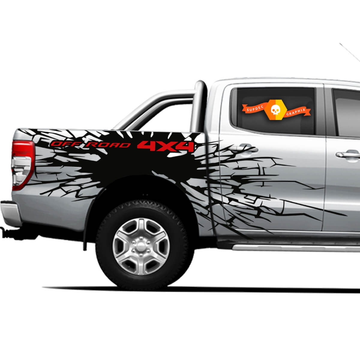 4x4 Off Road Mountains Truck Bed Decal Set Black Vinyl Stickers Decoration