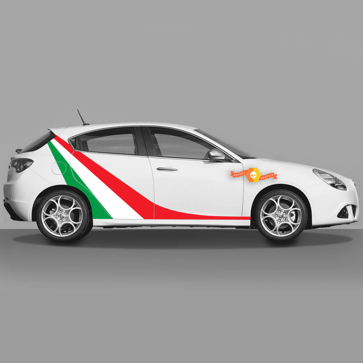 2x Default Italian Flag Colors Doors Decal fits Alfa Romeo Giulietta decals Vinyl Graphics Extended 2021