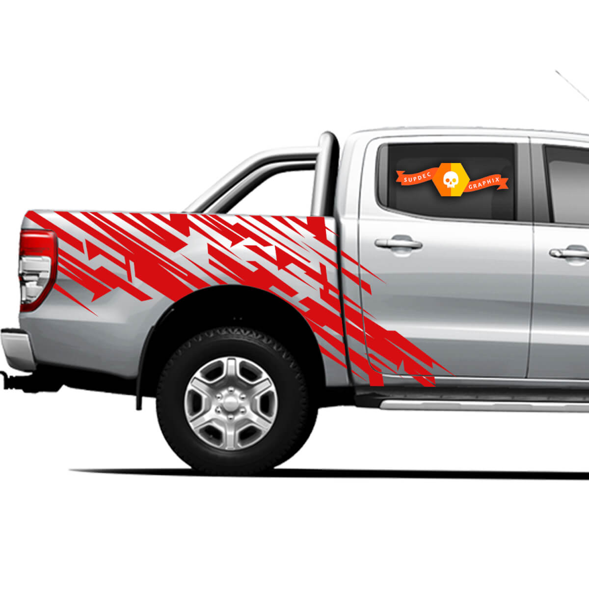 2 Any colors 4×4 Truck Side Bed Graphics Decals for Ford Ranger Red Lines