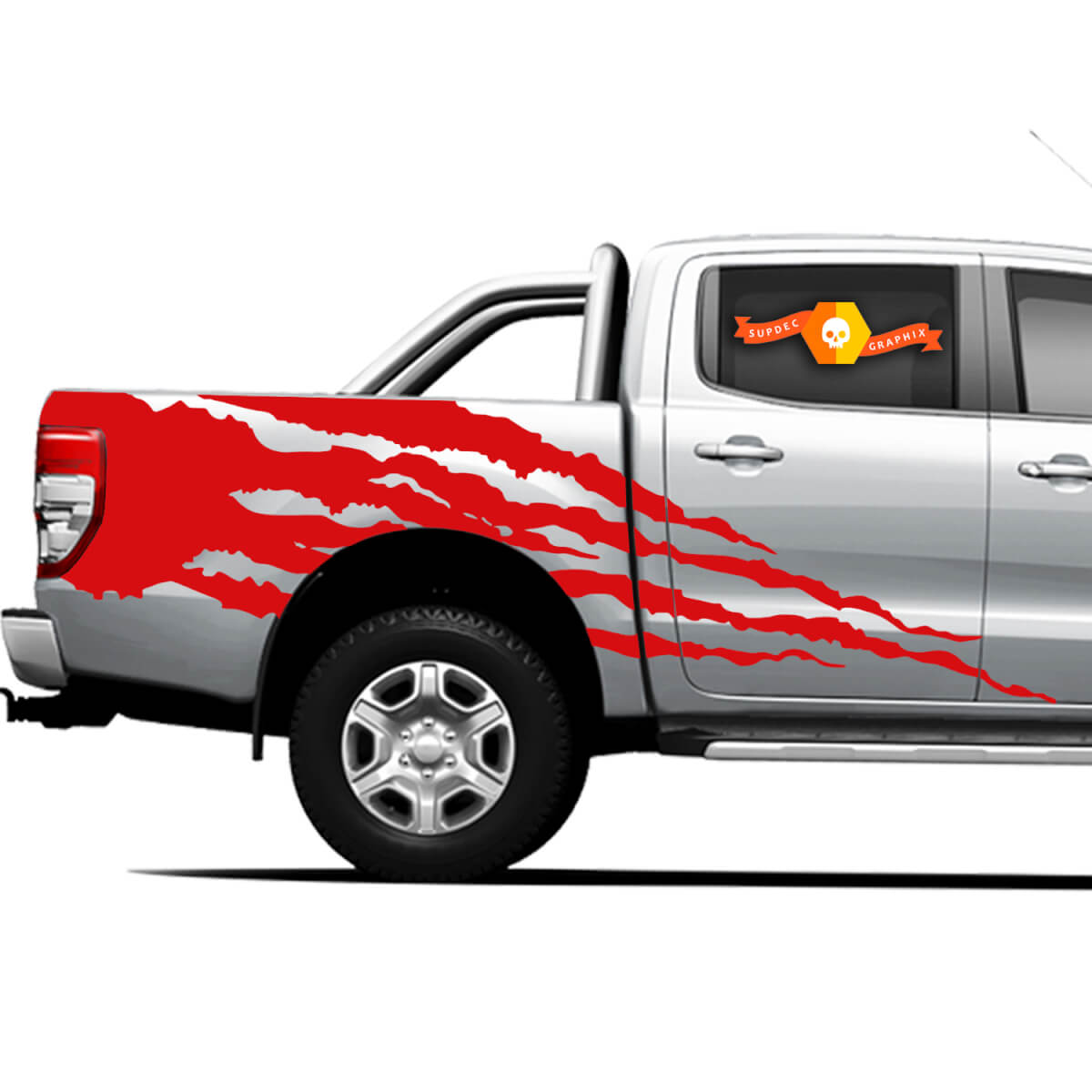 4×4 Truck Side Bed Graphics Decals for Ford Ranger Red Fire