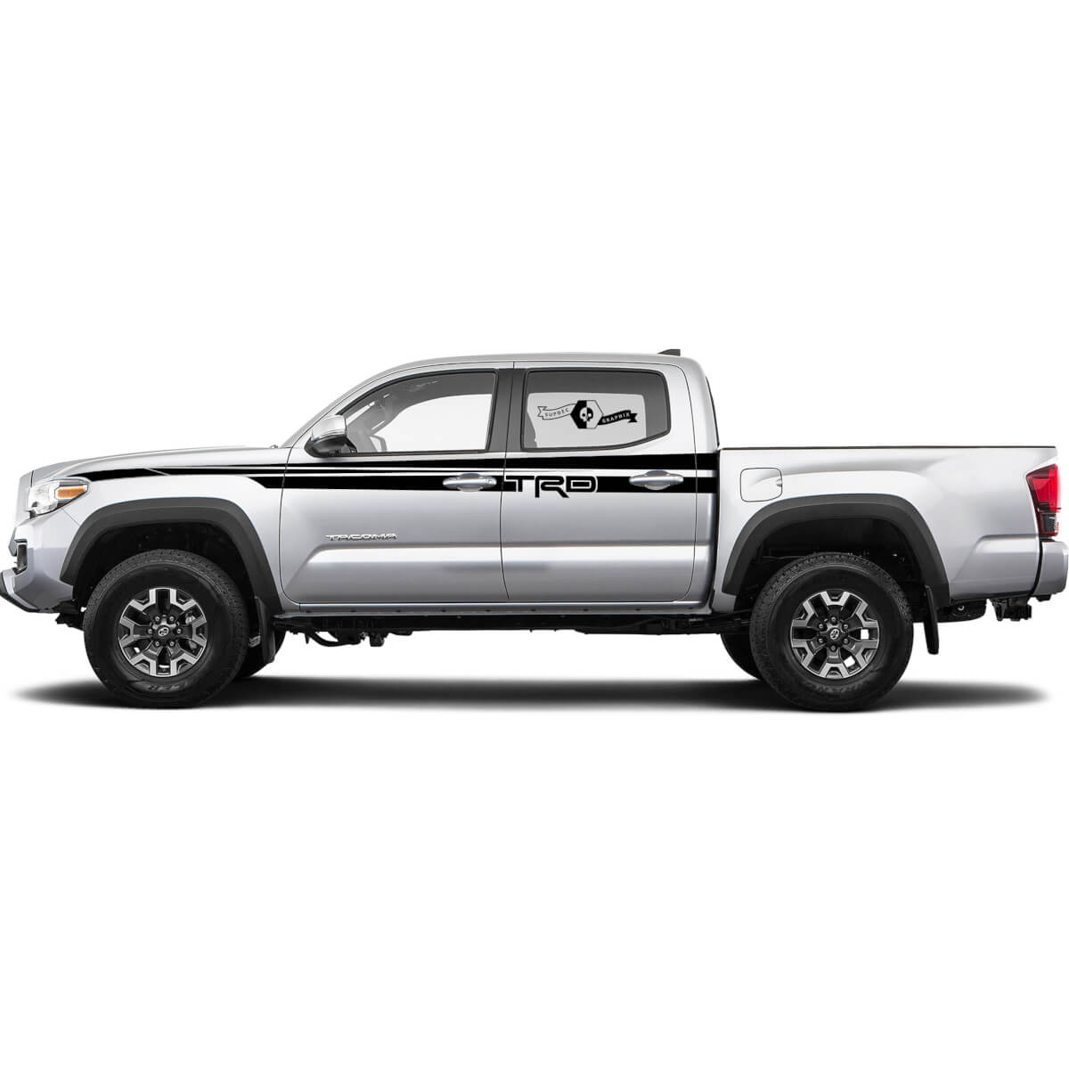 2X Tacoma Toyota TRD Off Road Truck side Doors Decals Vinyl Stickers Black Lines