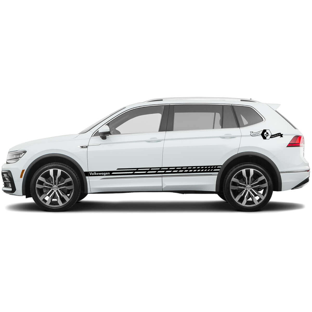 Volkswagen TIGUAN 2x Side Stripes Body decal Graphics vinyl Stickers lattice Style