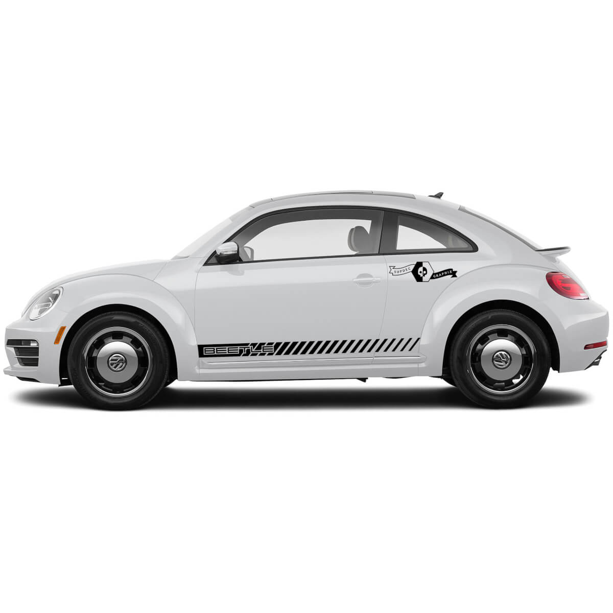 Pair Volkswagen Beetle rocker Stripe Graphics Decals Cabrio style fit any year  oblique lines