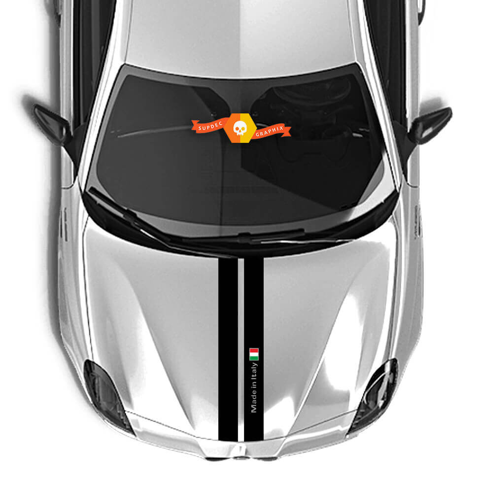Pair Alfa Romeo hood sticker Italy Flag two black Lines 2021 Vinyl Decal Sticker