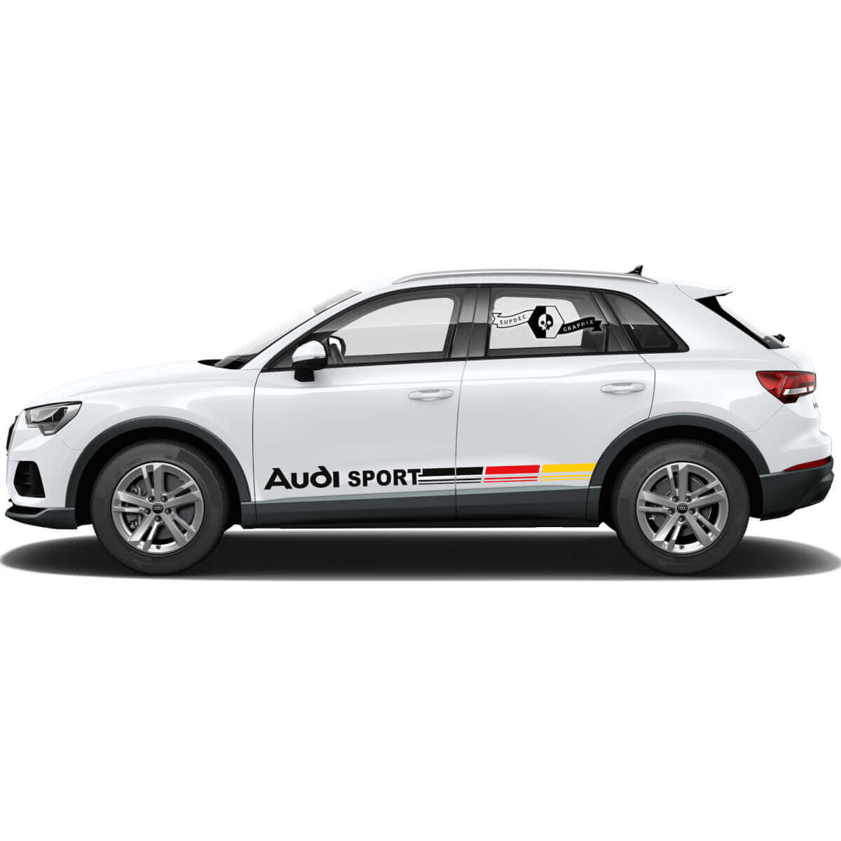 Pair Audi Q3 Stickers Door Side For Rocker Panel Germany Flag Vinyl Decal Sticker