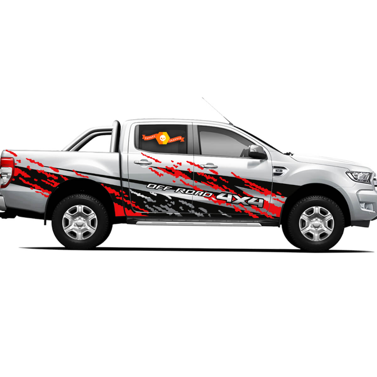 Pair Vinyl Decals Stickers 4X4 Tacoma Toyota TRD Off Road Truck side Doors Fiery Path
