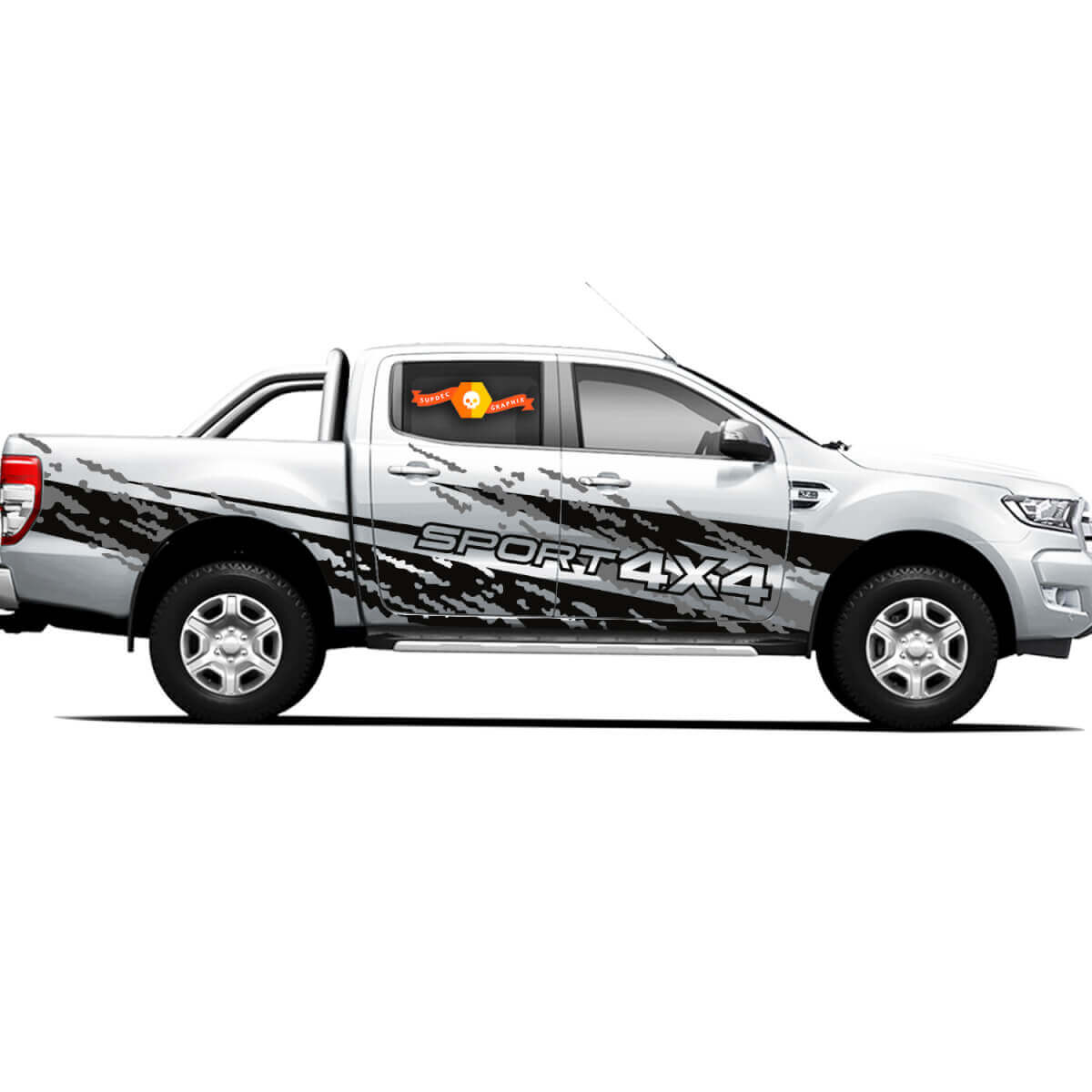 Pair Decals Vinyl Stickers 4X4 Tacoma Toyota TRD Off Road Truck side Doors Ash Coast