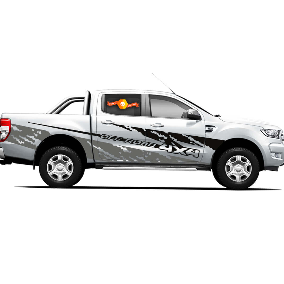  Pair Vinyl Decals Stickers 4X4 Tacoma Toyota TRD Off Road Truck side Doors Ash Style 2021