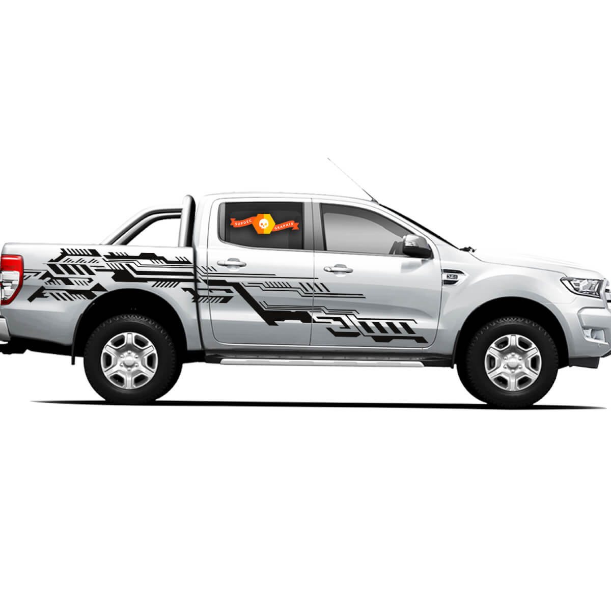 Pair Vinyl Decals Stickers 4X4 Tacoma Toyota TRD Off Road Truck side Doors Cyberpunk Lines Chaos New