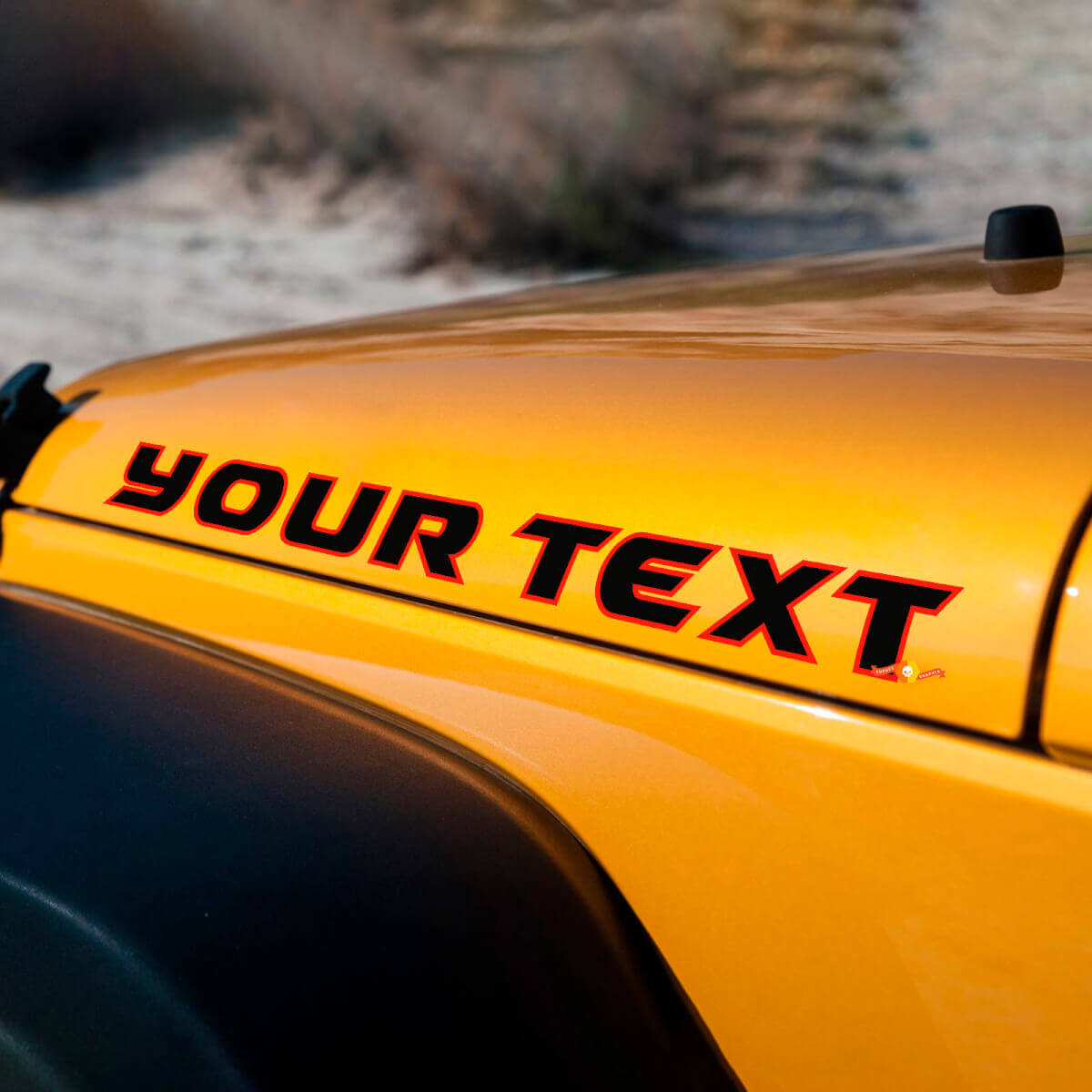 Custom Lettering Hood Vinyl Decal Set for Jeep Wrangler Rubicon