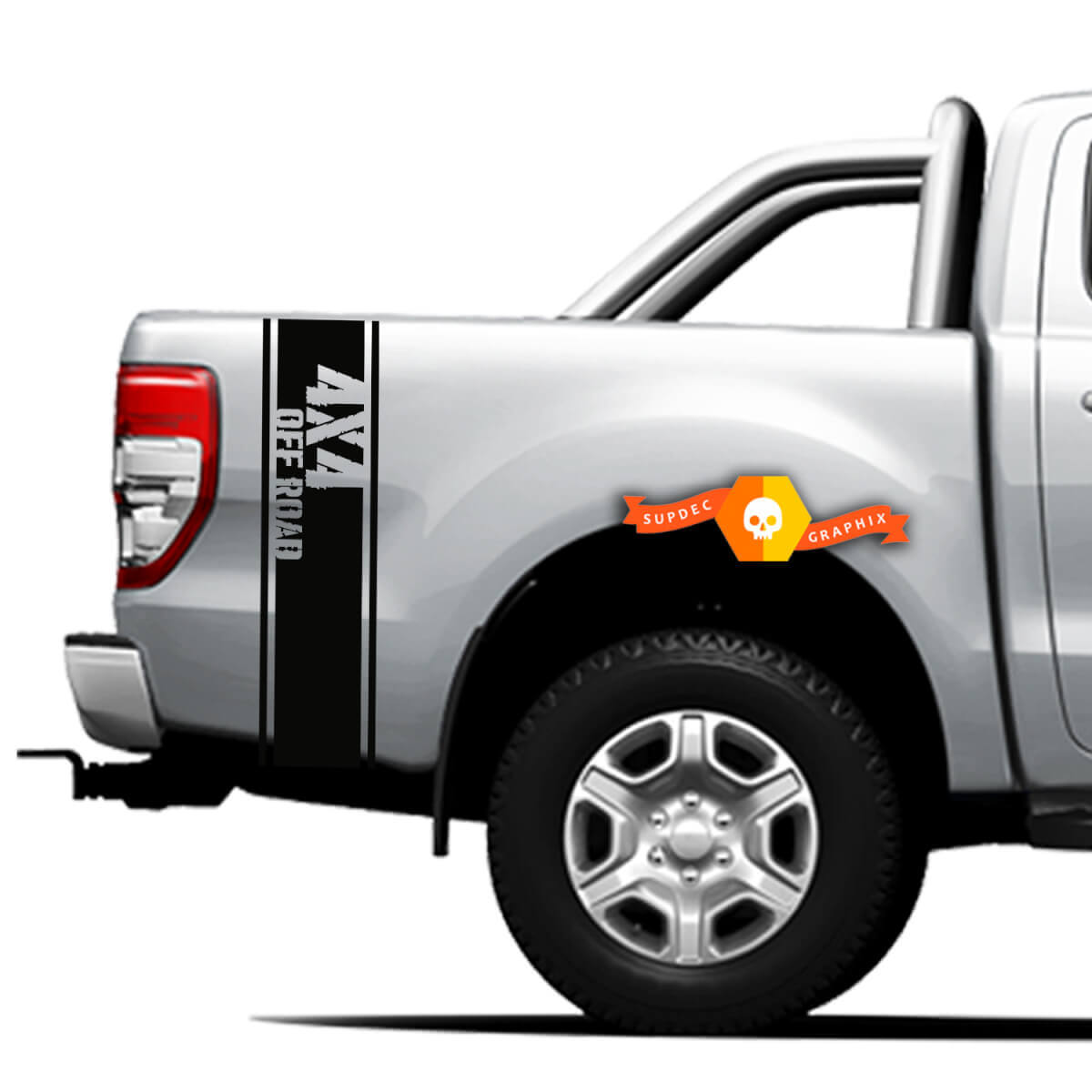 Side Bed Bands 4x4 Off Road Graphic Vinyl Stickers Decals Pair for Ford Ranger 2021