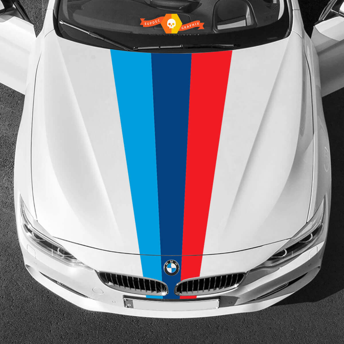 M Style Triple Hood Stripes Vinyl Decal for BMW Cars