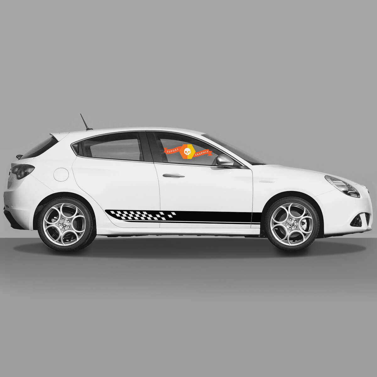 Checkered Stripes Side Vinyl Decal Sticker for Alfa Romeo Giulia