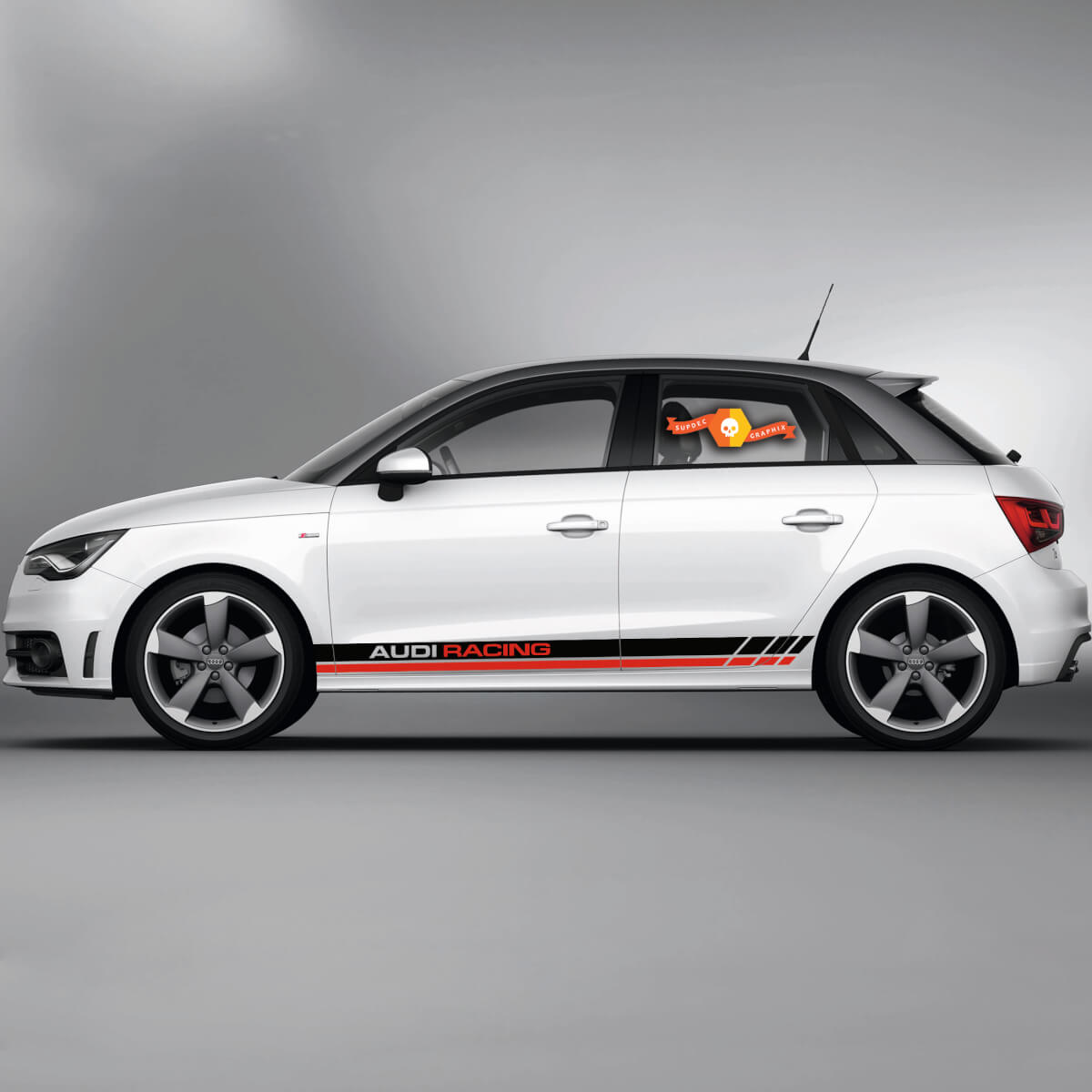 2x Decalcomanie in vinile Adesivi grafici Audi A1 Rocker Panel Auto Racing Stripes 2022