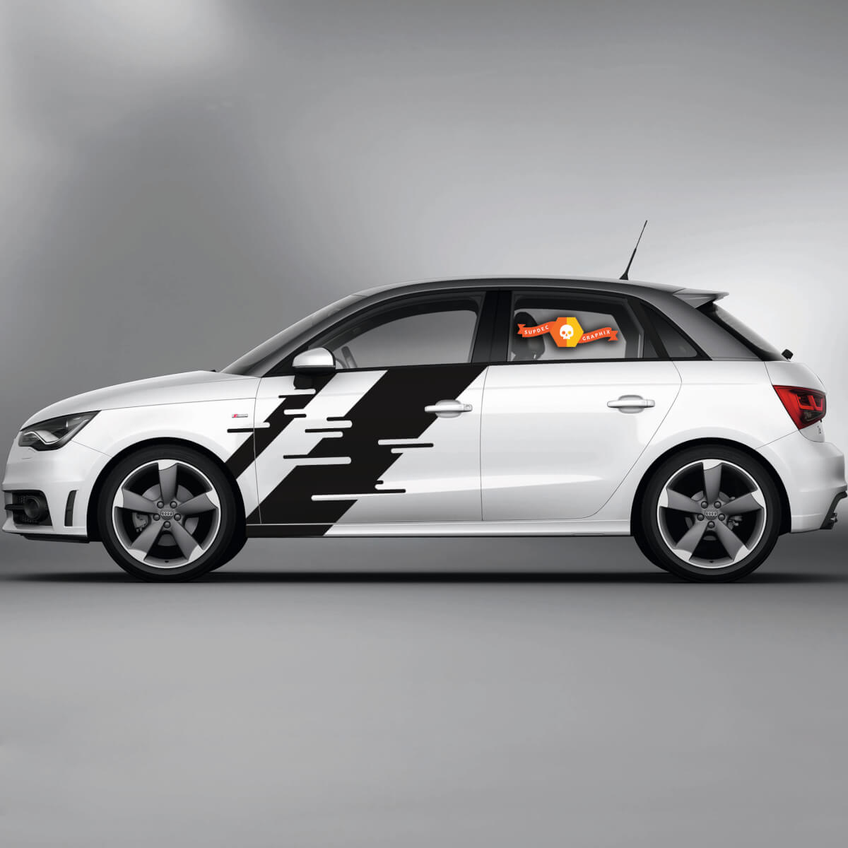 2x Vinyl Decals Grafische Stickers Audi A1 Autoracen Strepen Breed Lint 2022