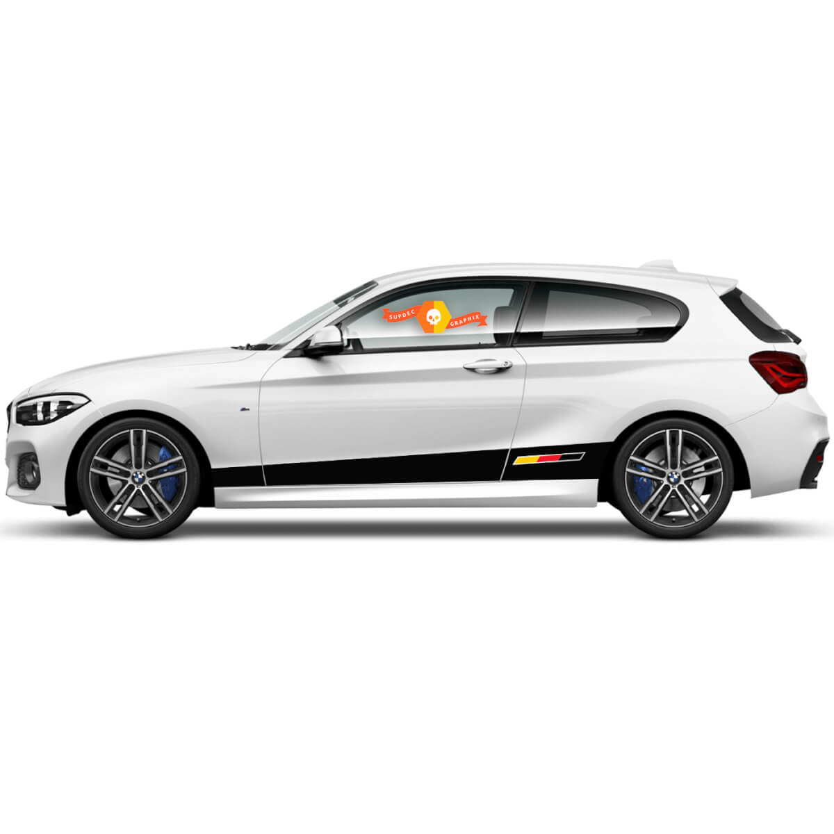 Paar Vinyl Decals Grafische Stickers Side BMW 1 Serie 2015 Tuimelpaneel Palet op de Strip