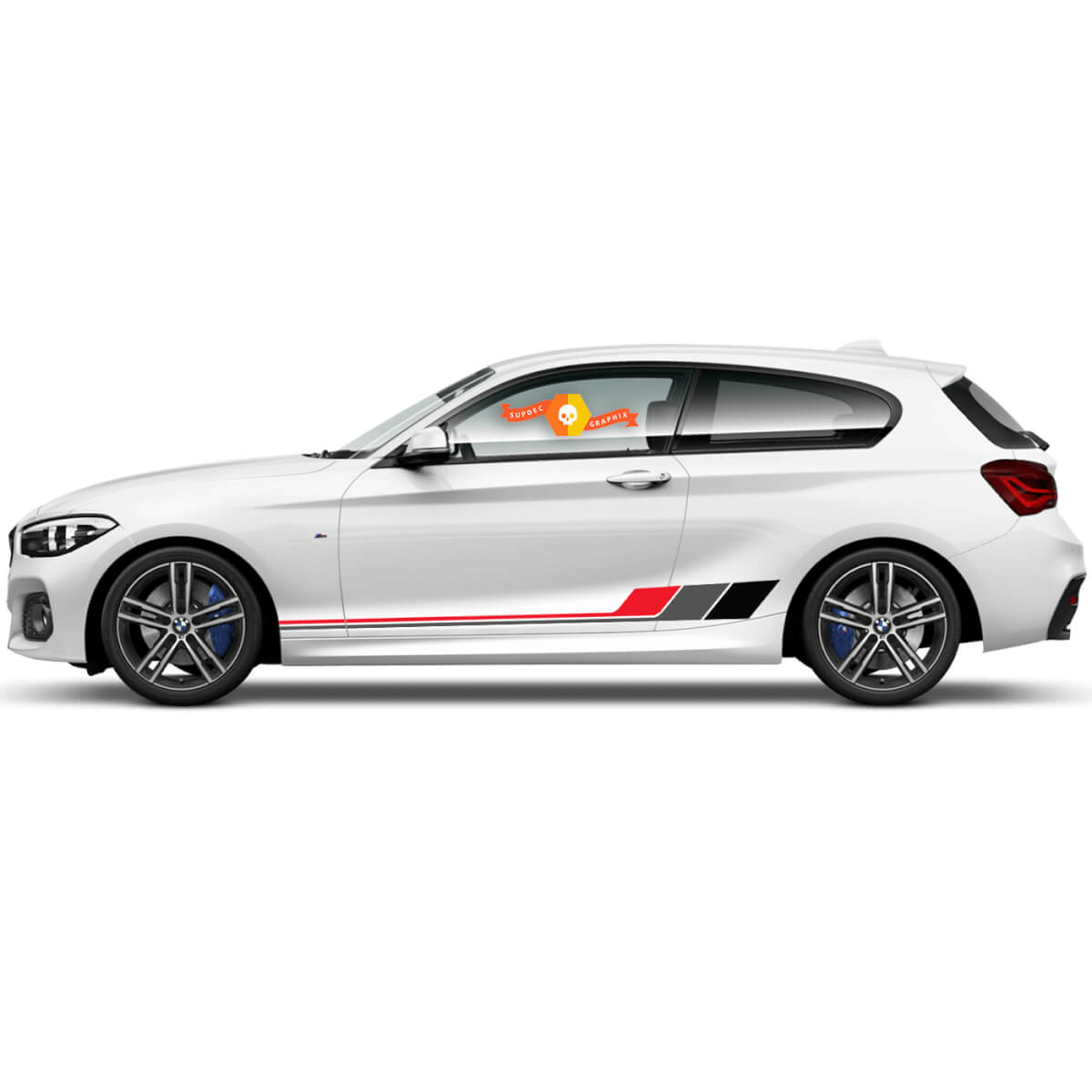 Pair Vinyl Decals Graphic Stickers side bmw 1 series 2015 rocker panel checkered flag drawing 2022
