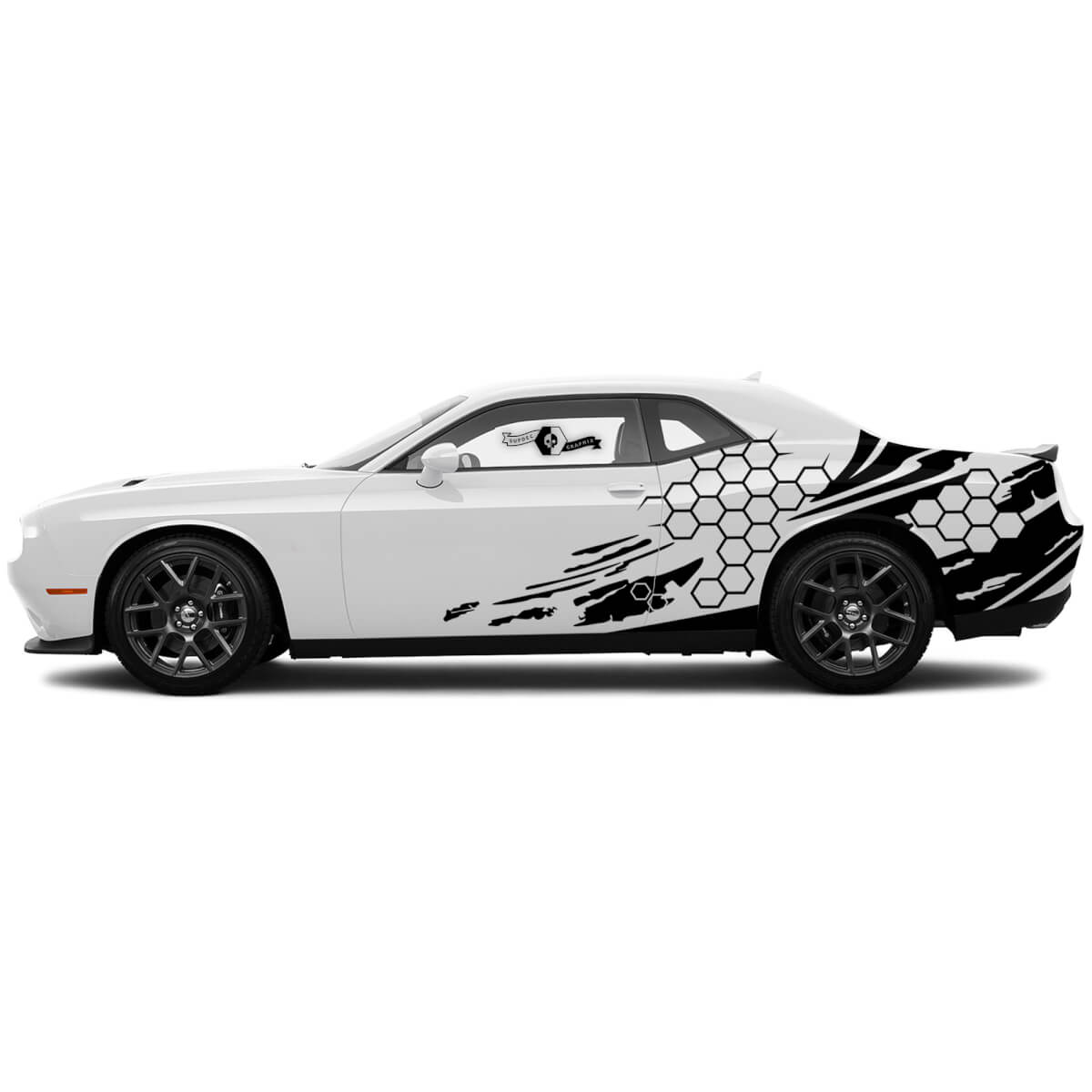 Combinar Dodge Challenger SRT Scat Pack Honeycomb Door Side Gunge Docalas Gráficos de vinilo Rápido